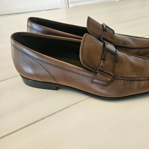 Tod's T Timeless Brown Calf Leather Loafers - Size 11 US/10 UK - Picture 3 of 12